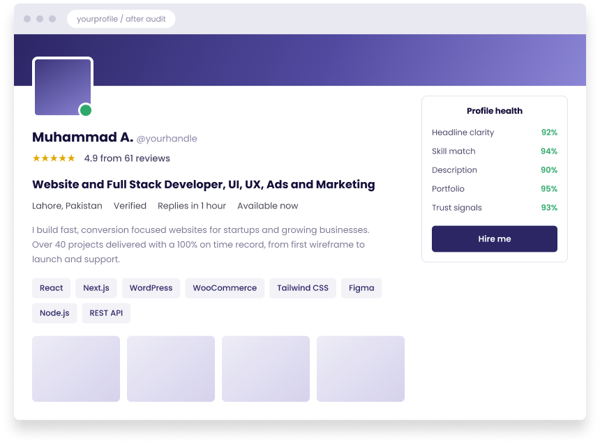 Optimized marketplace profile after expert audit and improvements