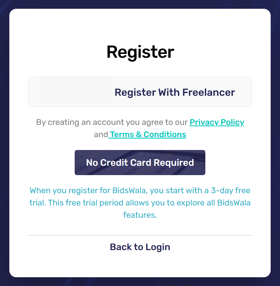 Register With Freelancer button
