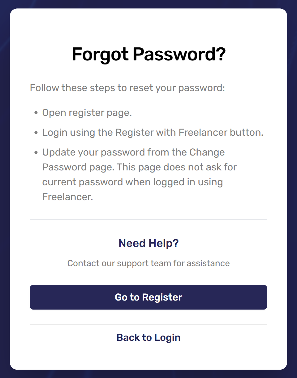 Forgot Password steps