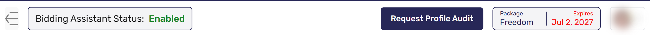 Dashboard top bar