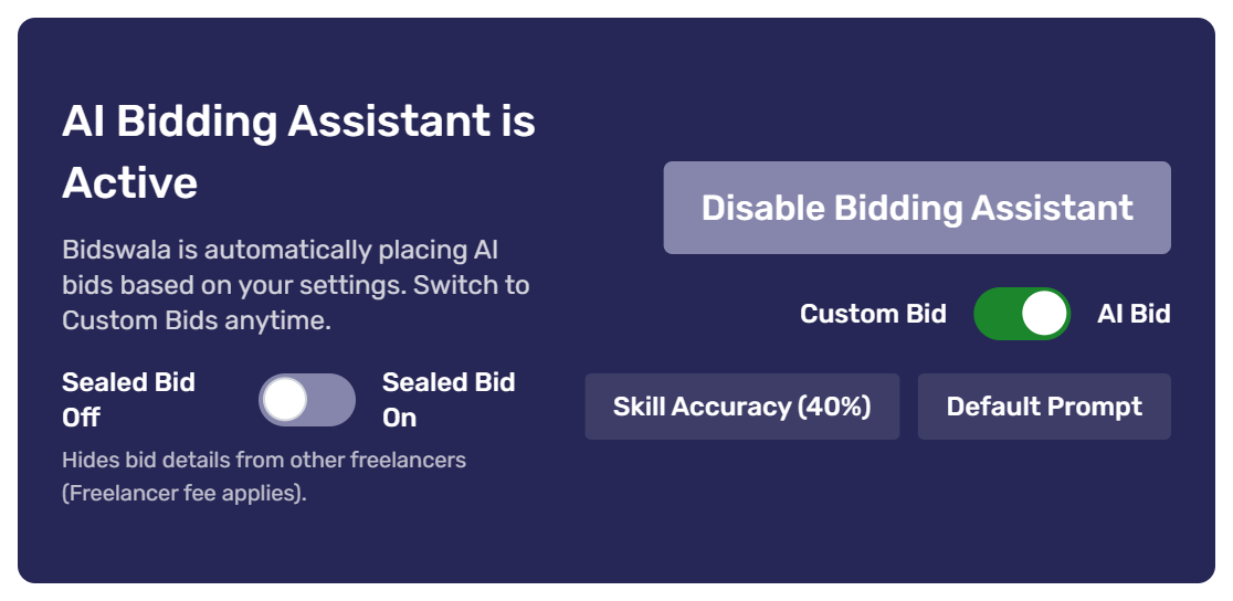 Bidding Assistant card