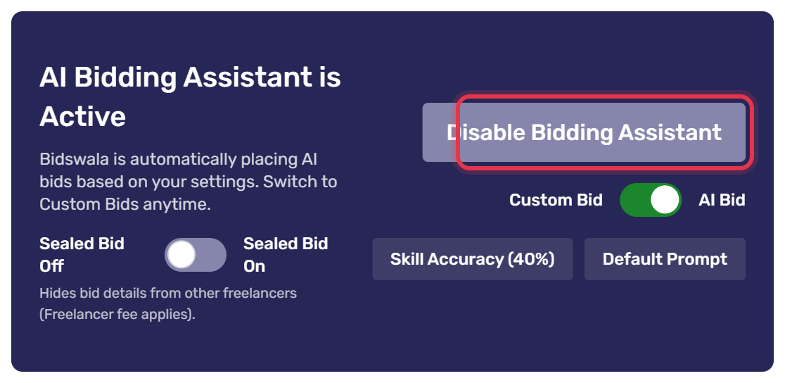 Turn the Bidding Assistant on or off