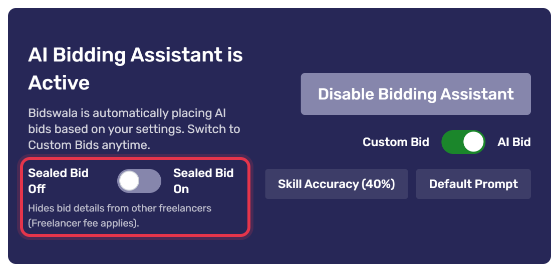 Sealed Bid switch
