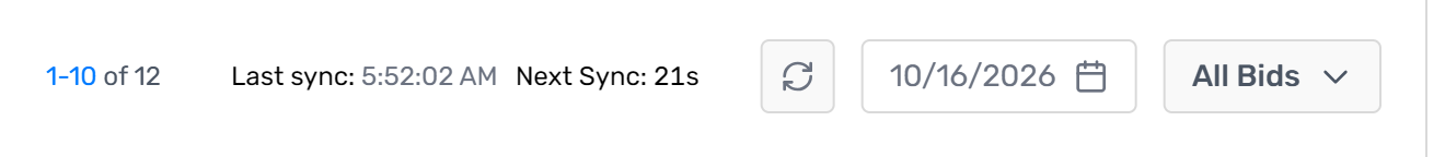 Date, filter and refresh controls